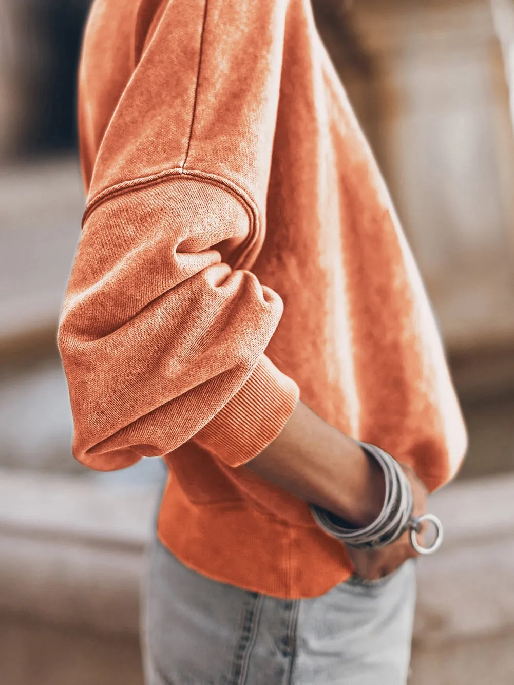 Casual Autumnal Suede-Like Hoodie