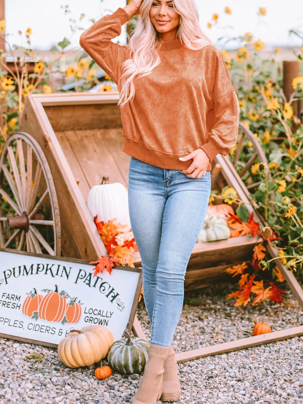 Casual Autumnal Suede-Like Hoodie