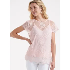 Charlie Paige Layered Top with Lace