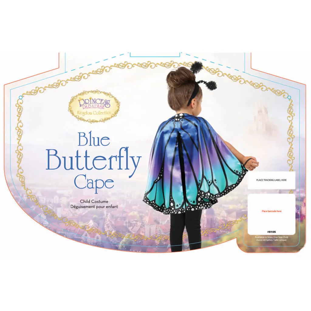 Child Blue Butterfly Cape One Size Child