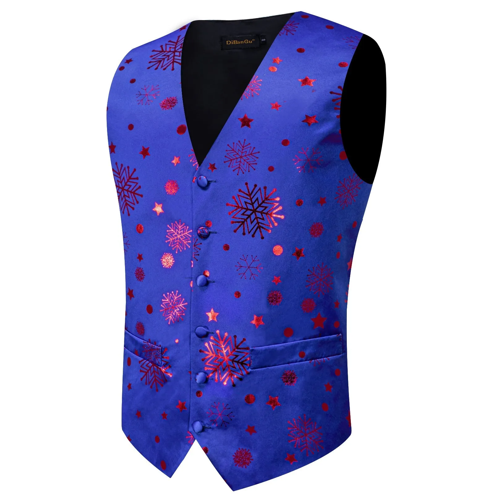 Christmas Blue Red Snowflake Novelty Splicing Jacquard Men's Vest