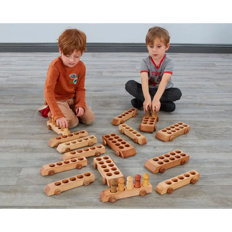 Class Pack Of Wooden Maths Vehicles (15Pk)