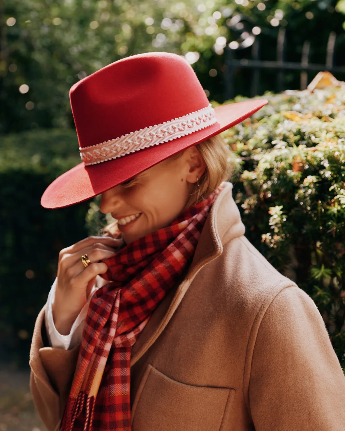 Classic Check Red Wide Scarf