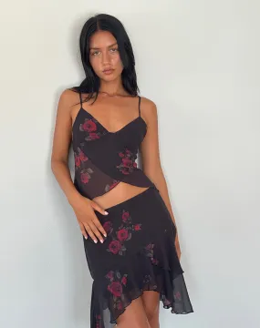 Cojira Mesh Butterfly Top in Vintage Roses Black