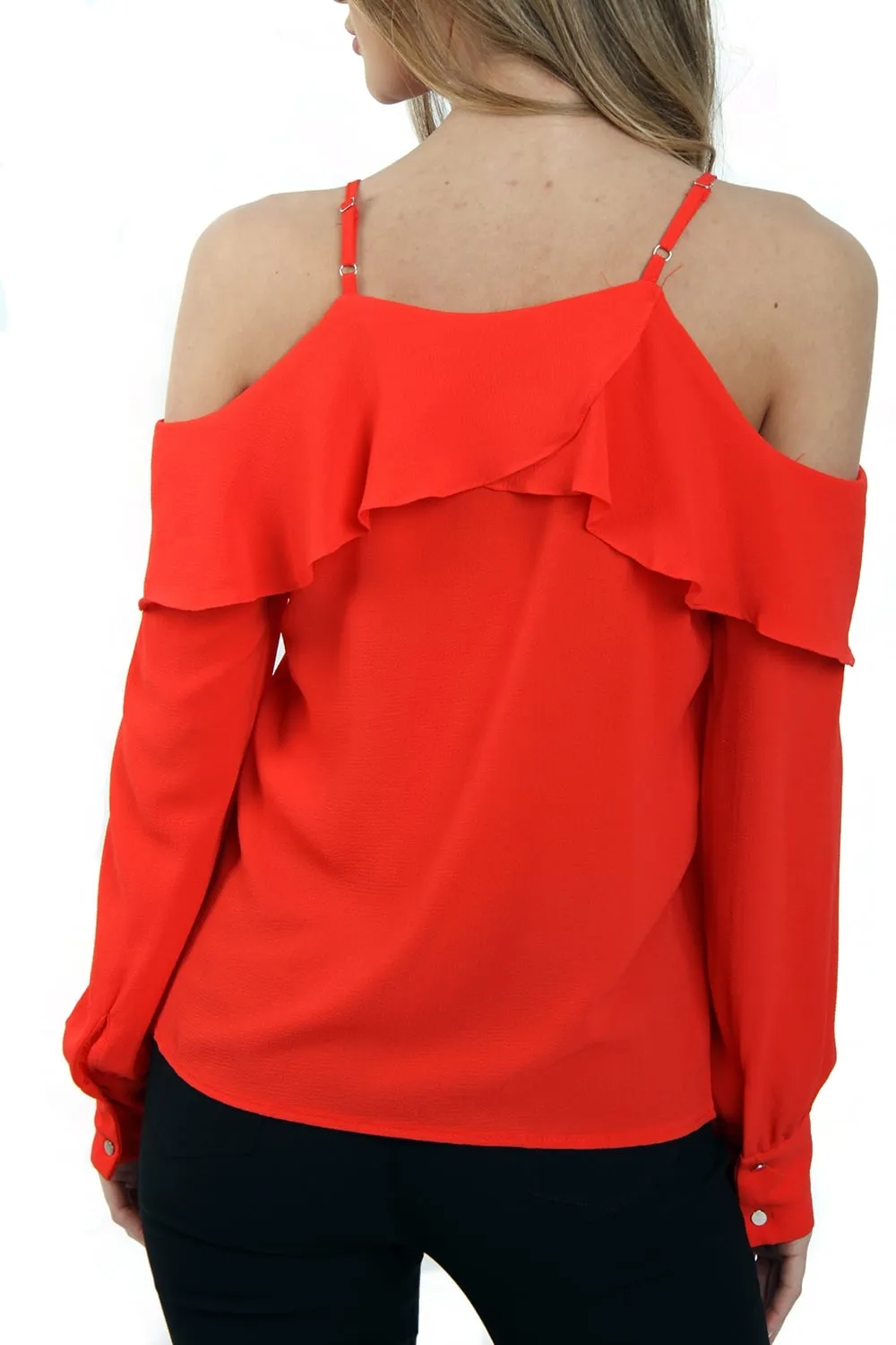 Cold Shoulder Ruffle top with long sleeves