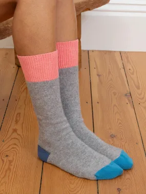 Colour block wool socks