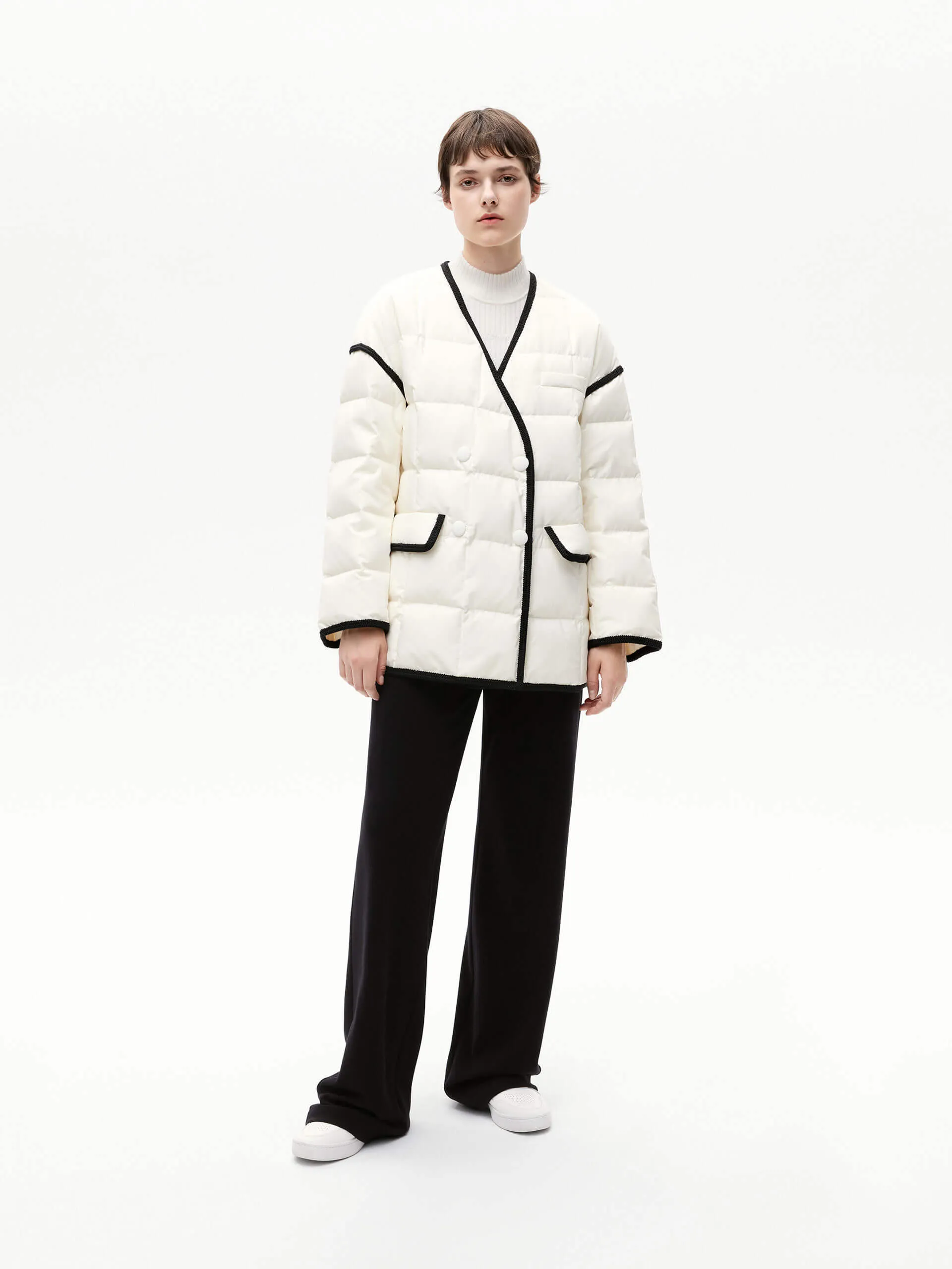 Contrast Trim Puffer Jacket