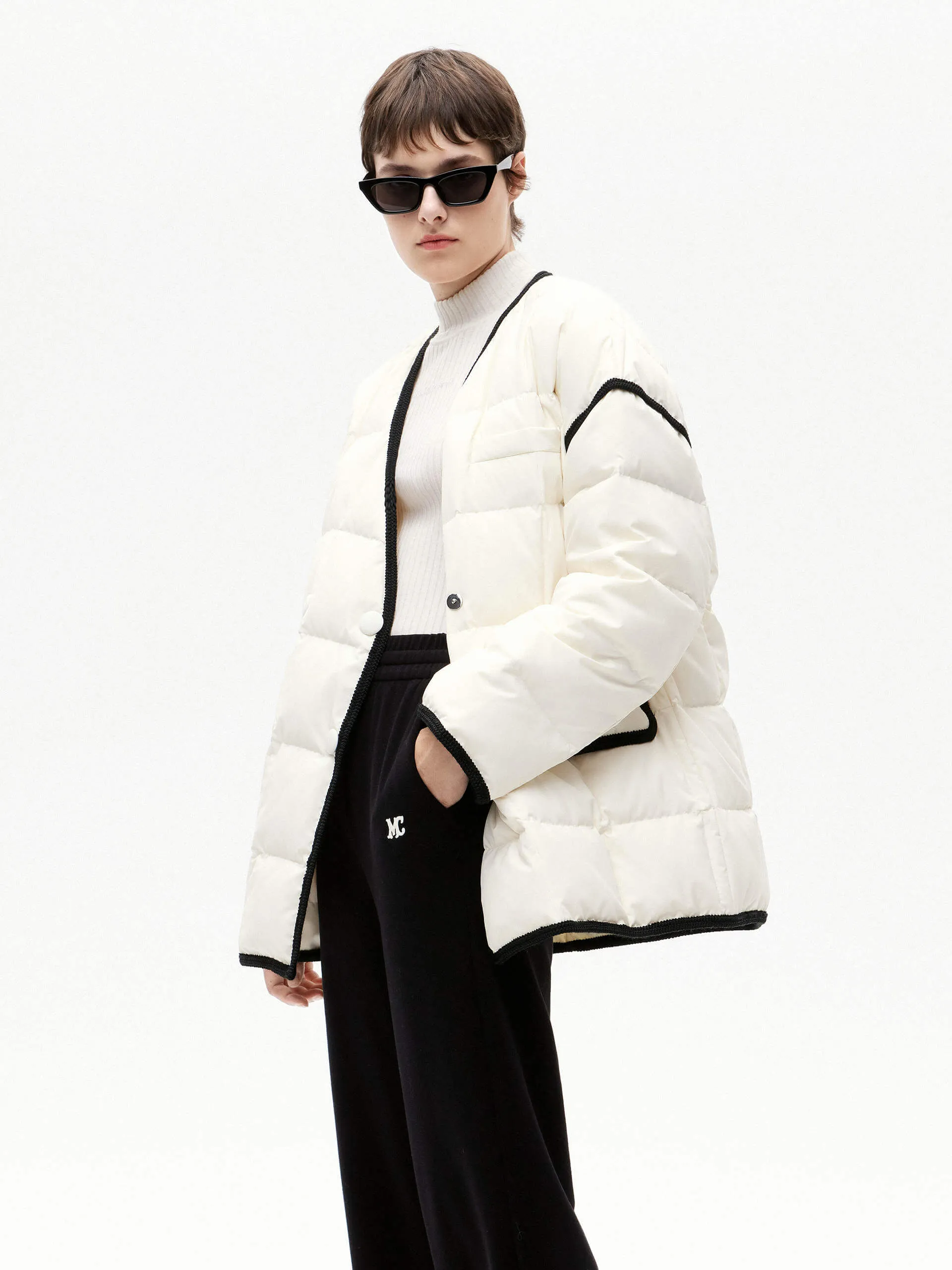 Contrast Trim Puffer Jacket