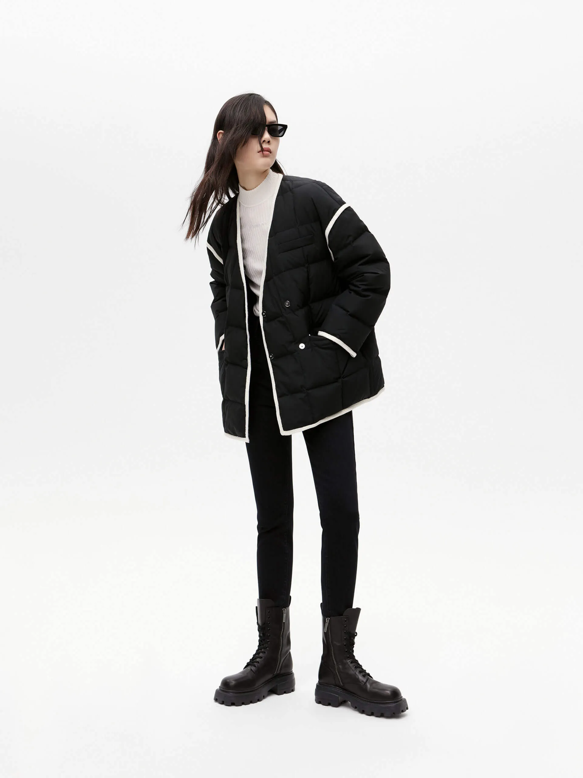 Contrast Trim Puffer Jacket