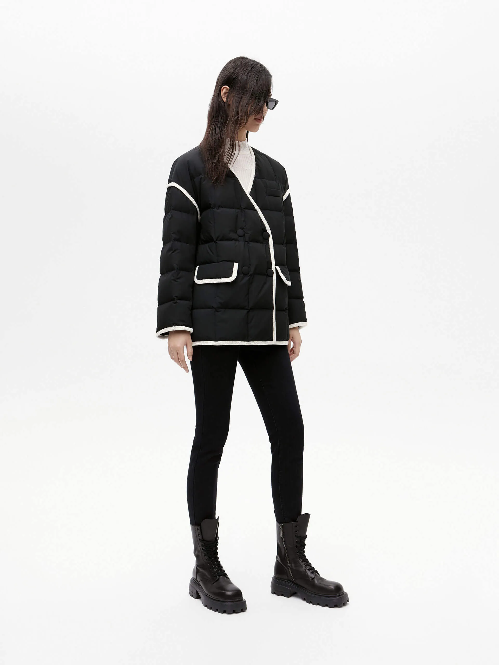 Contrast Trim Puffer Jacket