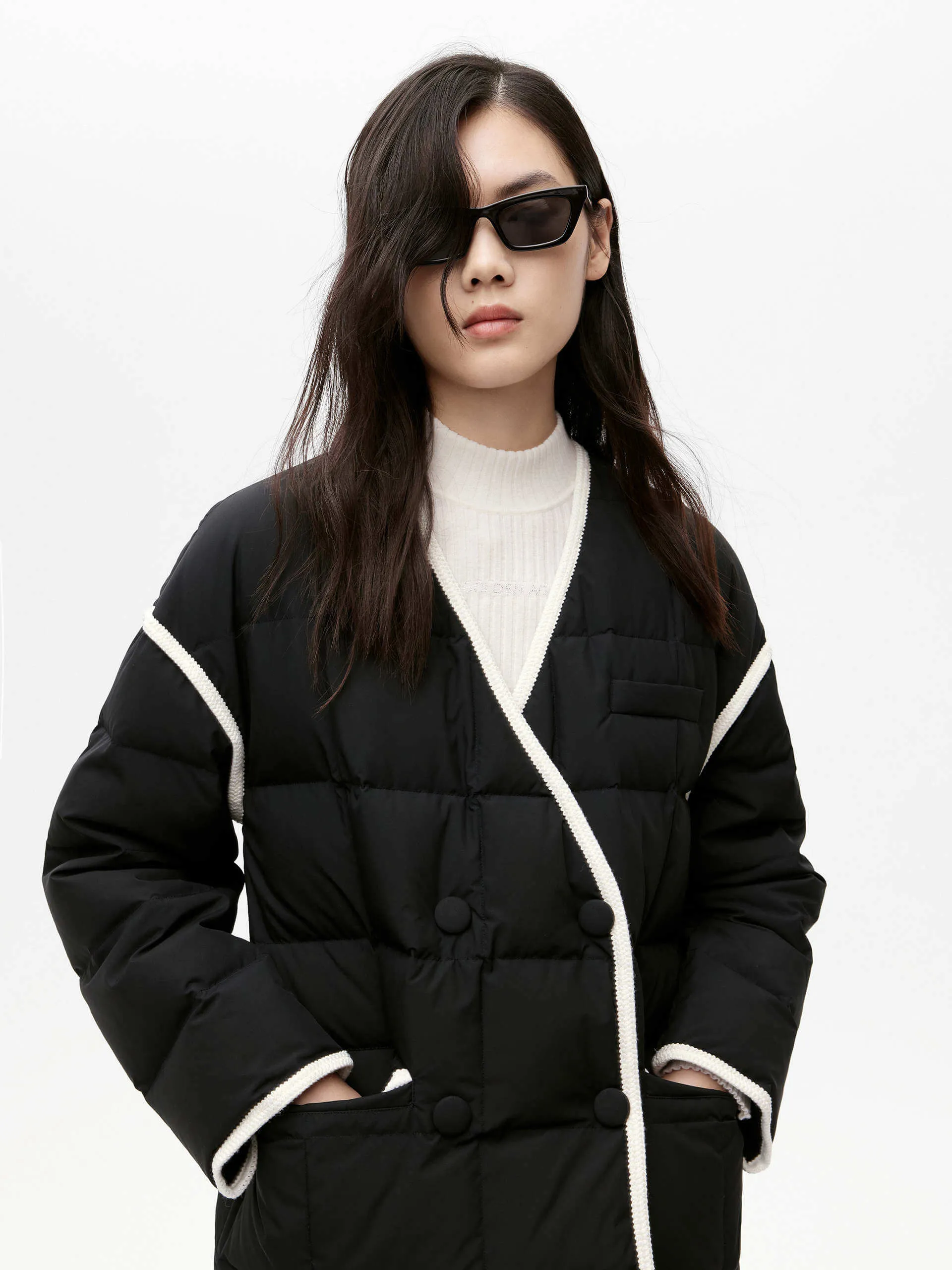 Contrast Trim Puffer Jacket