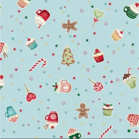 Cosy Christmas by Makower UK - Sweet Treats Blue TP-2569-B