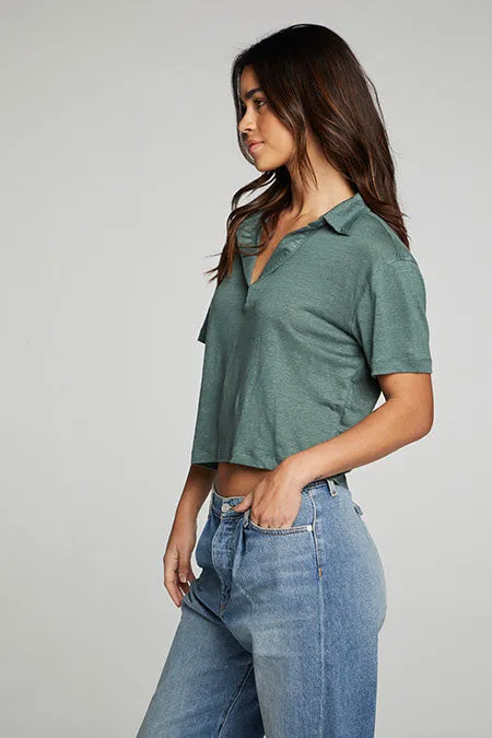 Cropped Polo Boxy Short Sleeve Tee