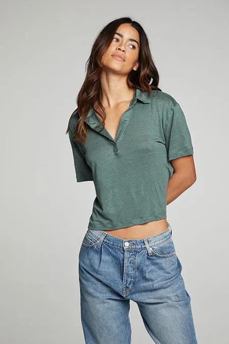 Cropped Polo Boxy Short Sleeve Tee