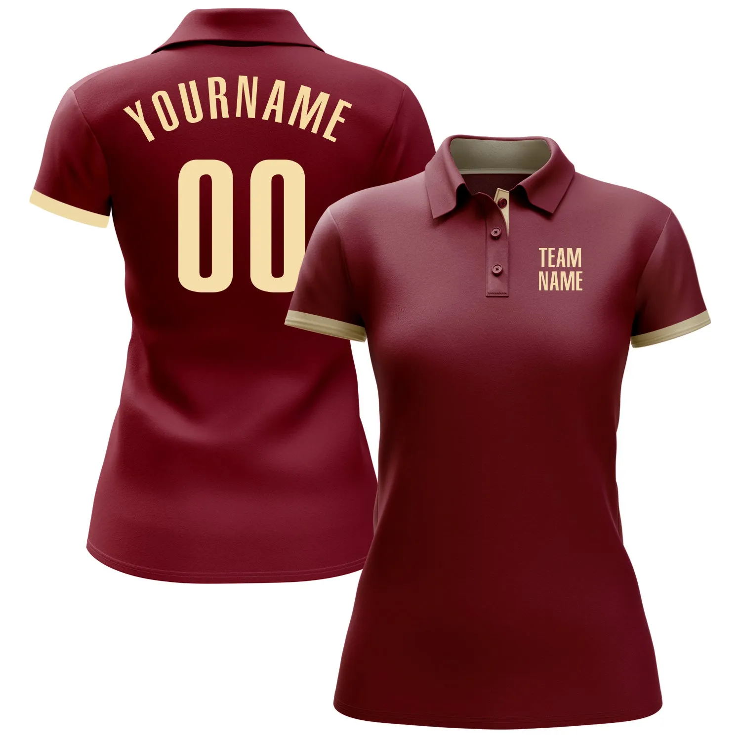 Custom Crimson Cream Performance Golf Polo Shirt