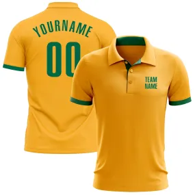 Custom Gold Kelly Green Performance Golf Polo Shirt