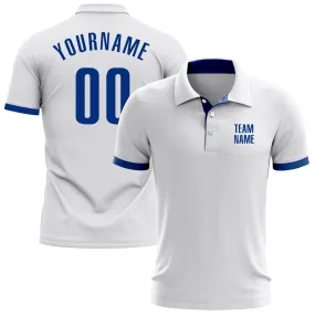 Custom White Royal Performance Golf Polo Shirt