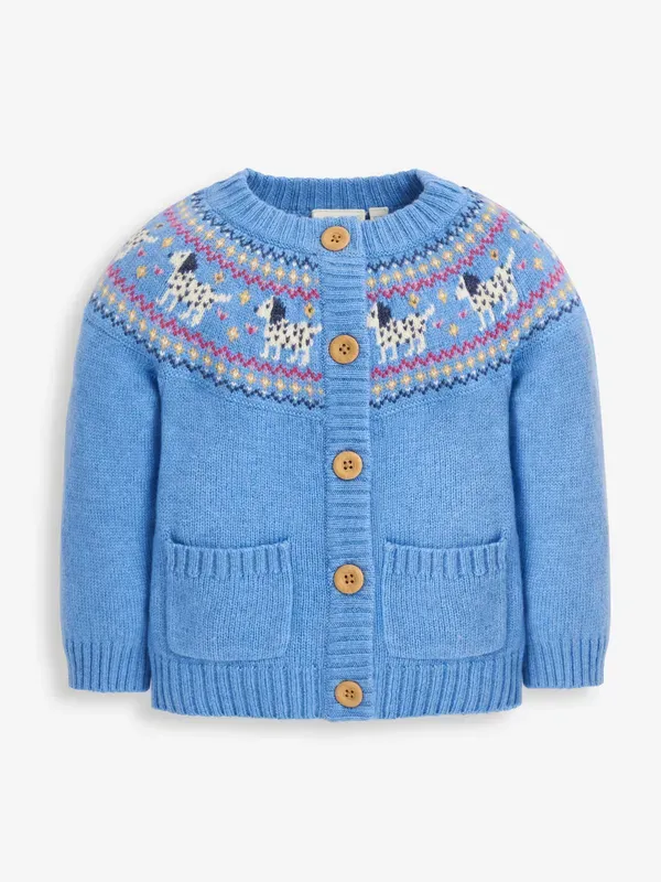 Dalmatian Fair Isle Blue Cardigan -  select size