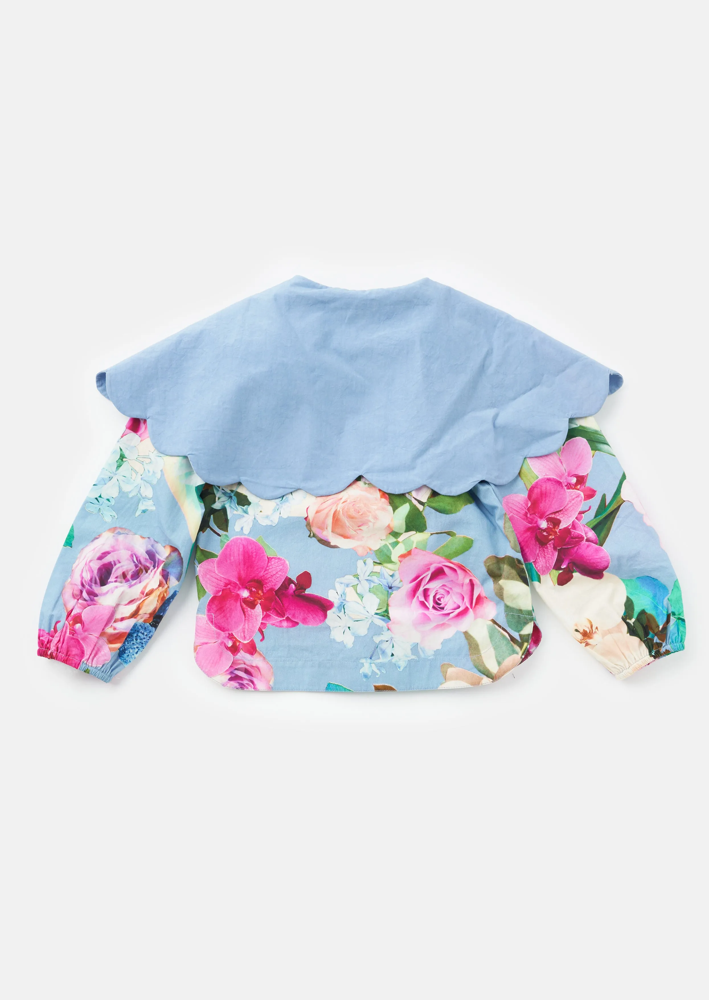 Darcy Blue Printed Cape Collar Top