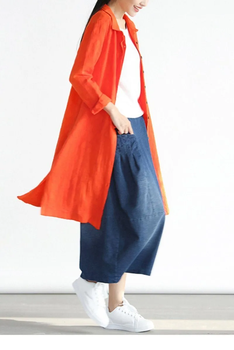 Denim Pocket Cotton Skirt Simple Women Clothes