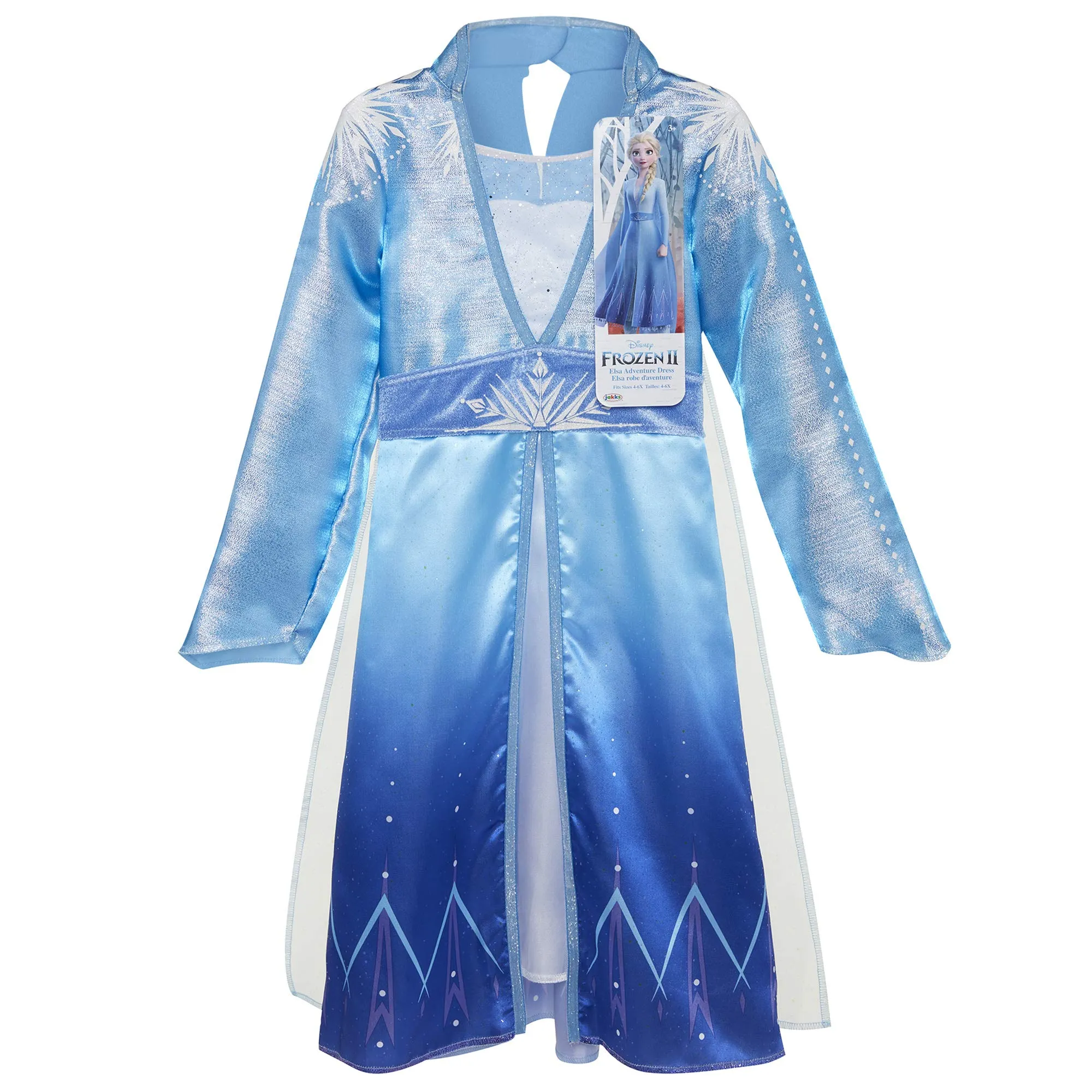 Disney Frozen 2 Elsa Adventure Girls Role-Play Dress Features Ice Crystal Winged Cape, Sleek Dress Cut with Glittery, Frosty Trim - Fits Sizes 4-6X, For Ages 3 