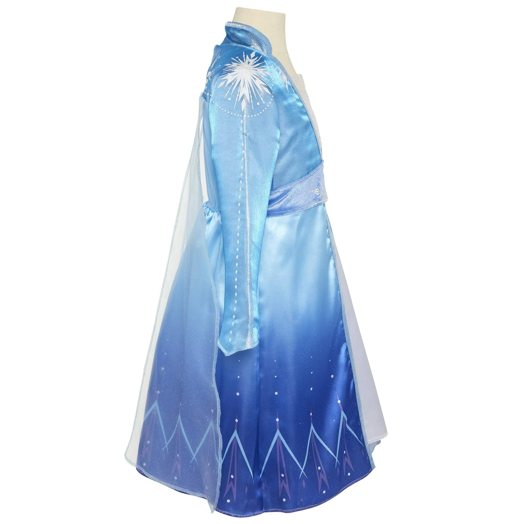 Disney Frozen 2 Elsa Adventure Girls Role-Play Dress Features Ice Crystal Winged Cape, Sleek Dress Cut with Glittery, Frosty Trim - Fits Sizes 4-6X, For Ages 3 