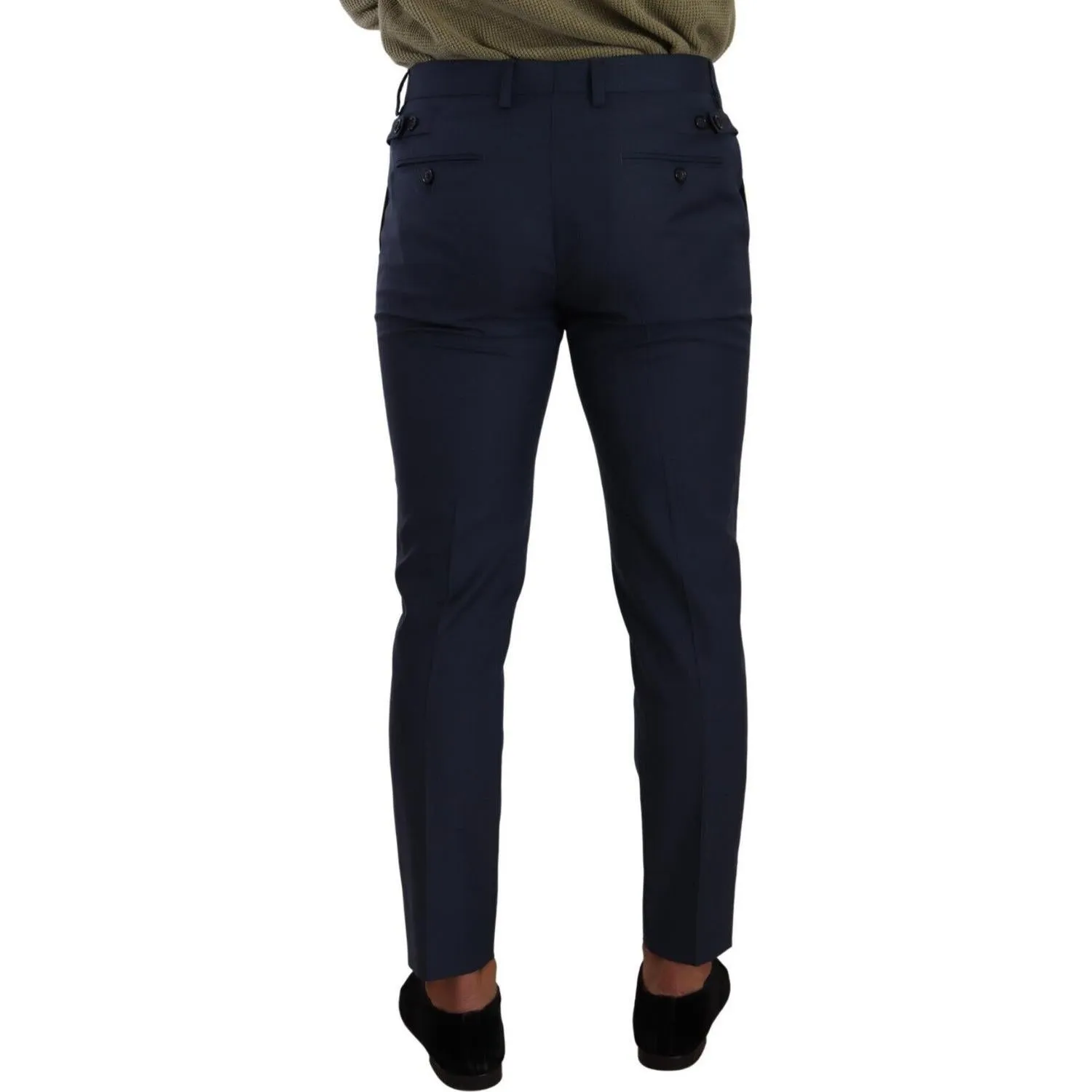 Dolce & Gabbana Elegant Dark Blue Slim-Fit Dress Pants