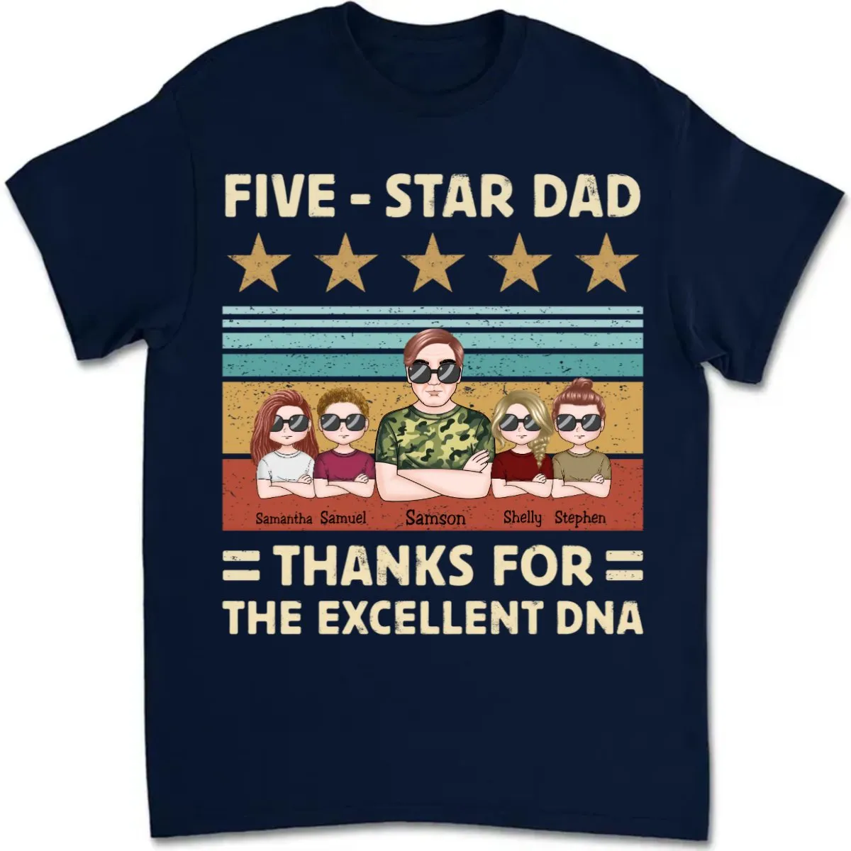 Father's Day - Five-Star Dad Thanks For The Excellent DNA - Personalized T-Shirt (TT)