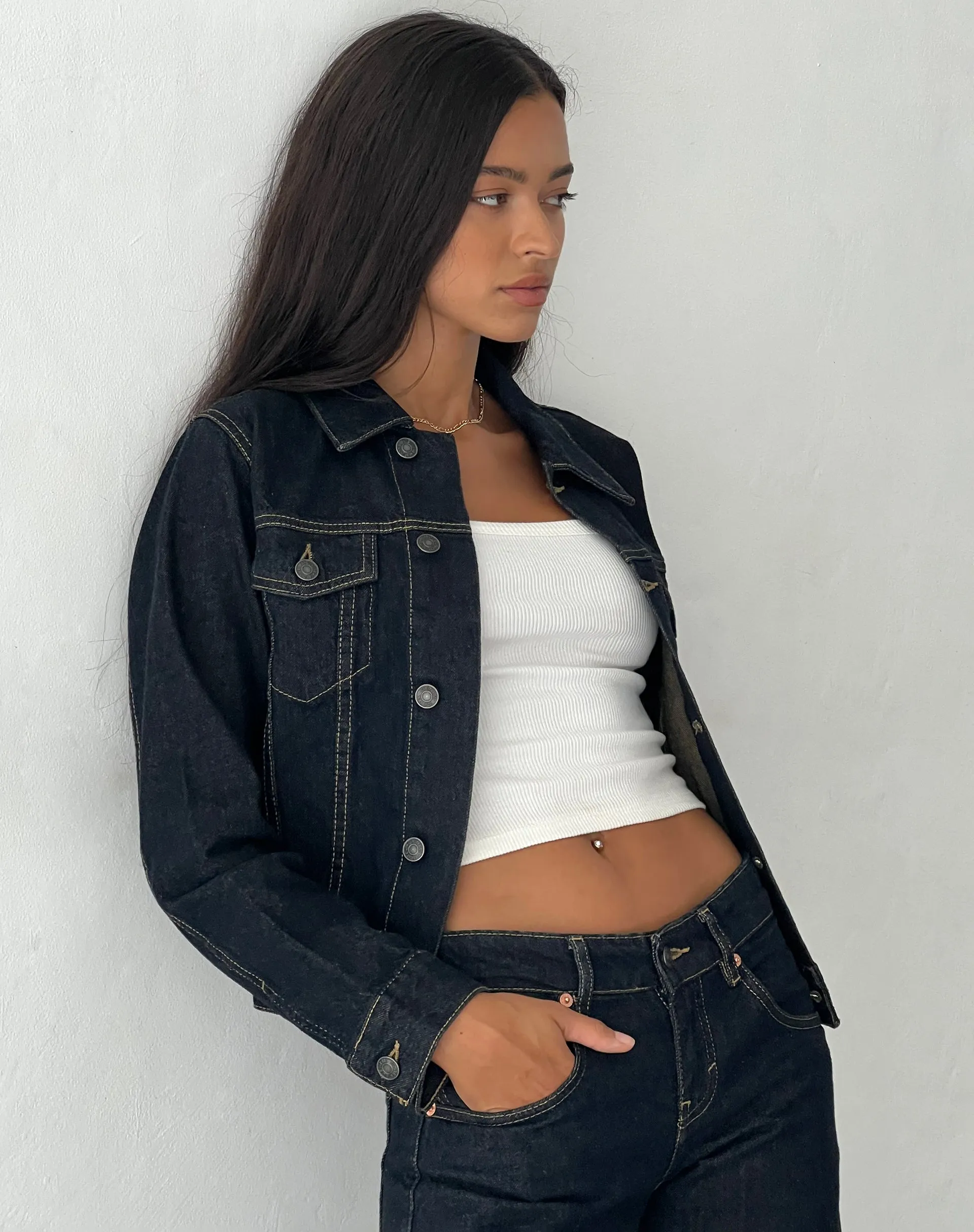 Fitted Denim Jacket in Indigo