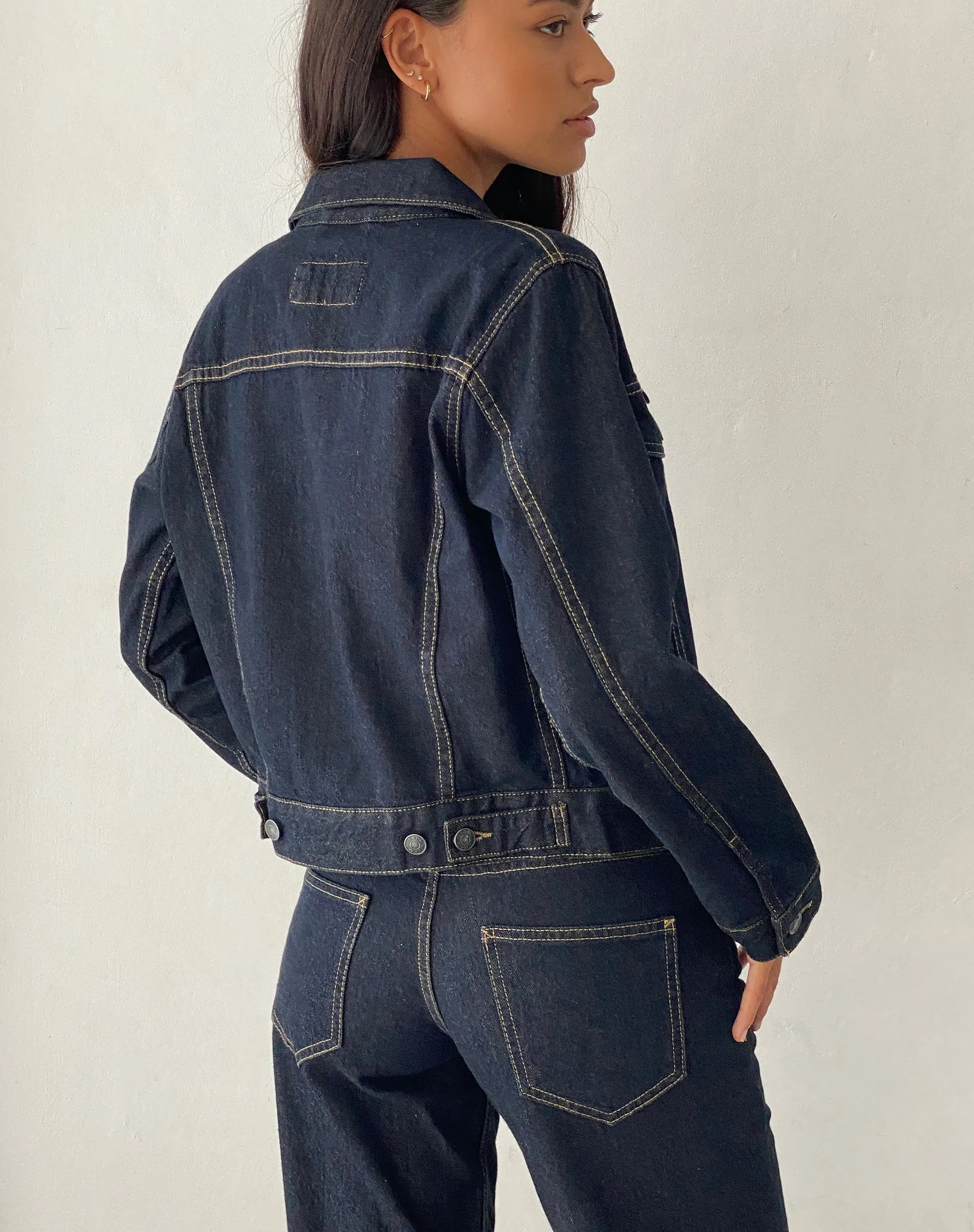 Fitted Denim Jacket in Indigo