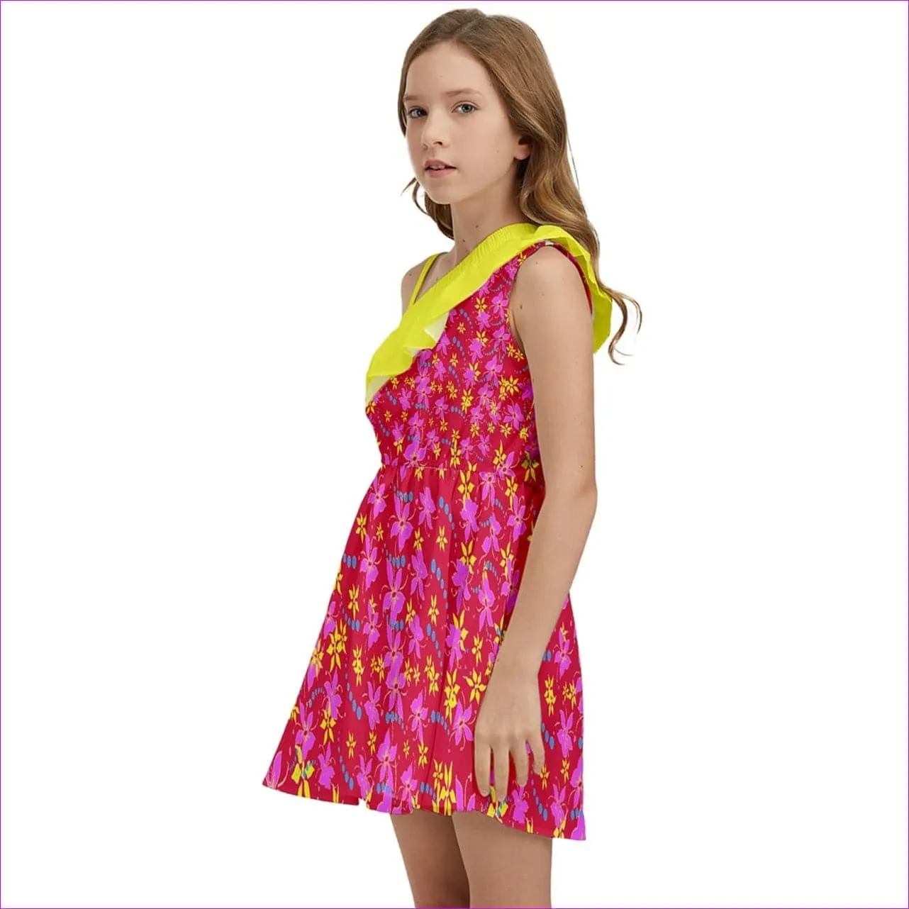 Floral Wear Kids One Shoulder Party Dress