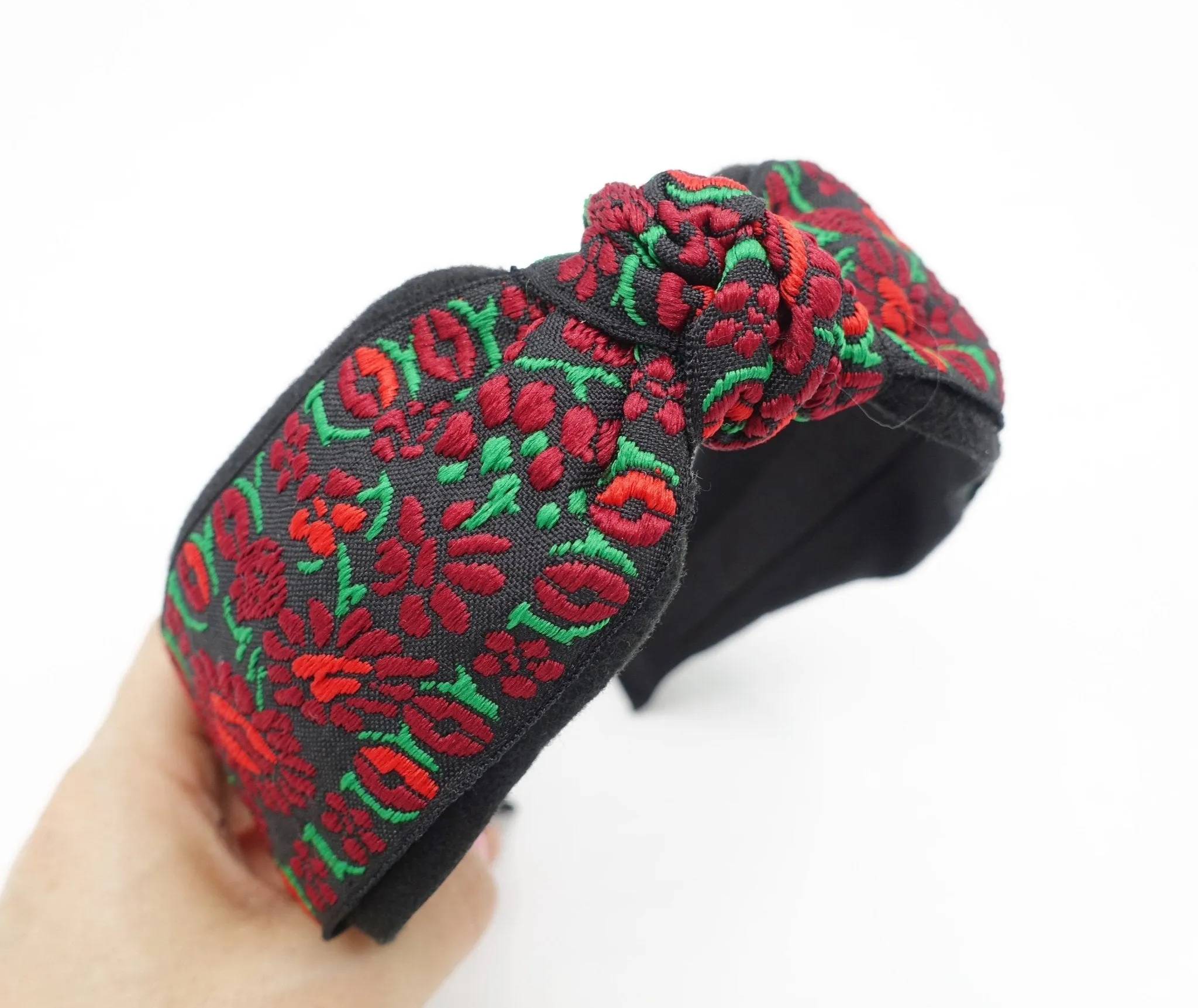 flower embroidery headband top knot hairband women hair accessory