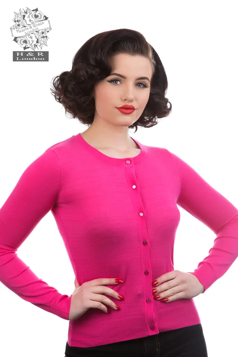 Fuchsia Pink Cardigan by Hearts and Roses