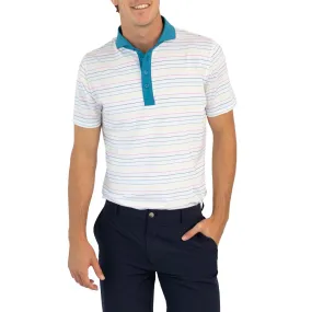 G/fore Multi Stripe Tech Jersey Golf Polo Shirt - Petrol