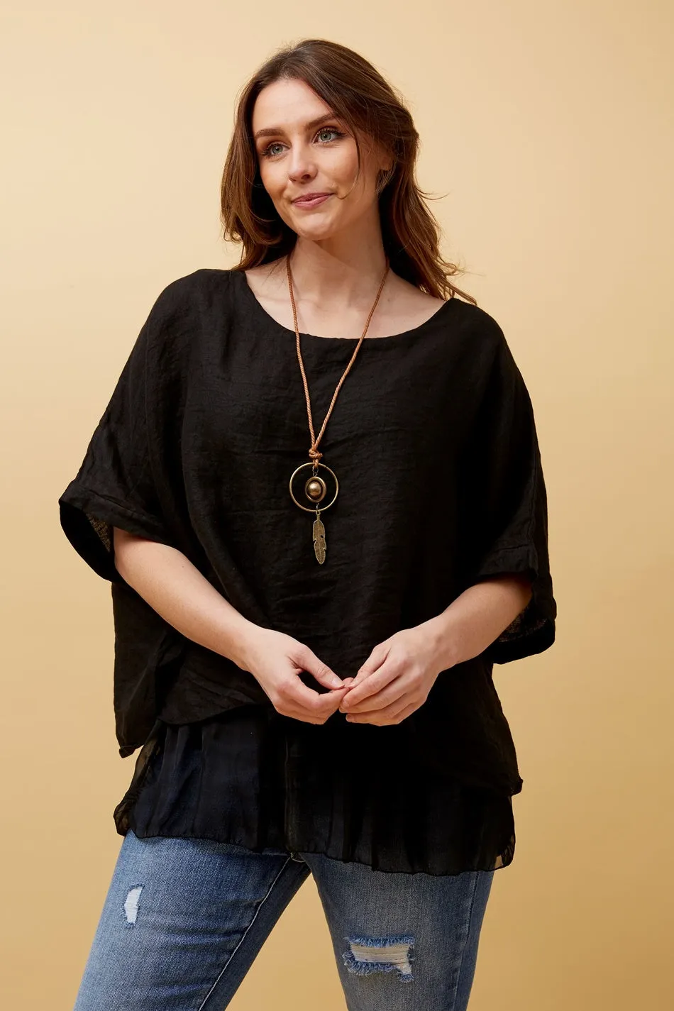 GIANA DOUBLE LAYERED LINEN TOP