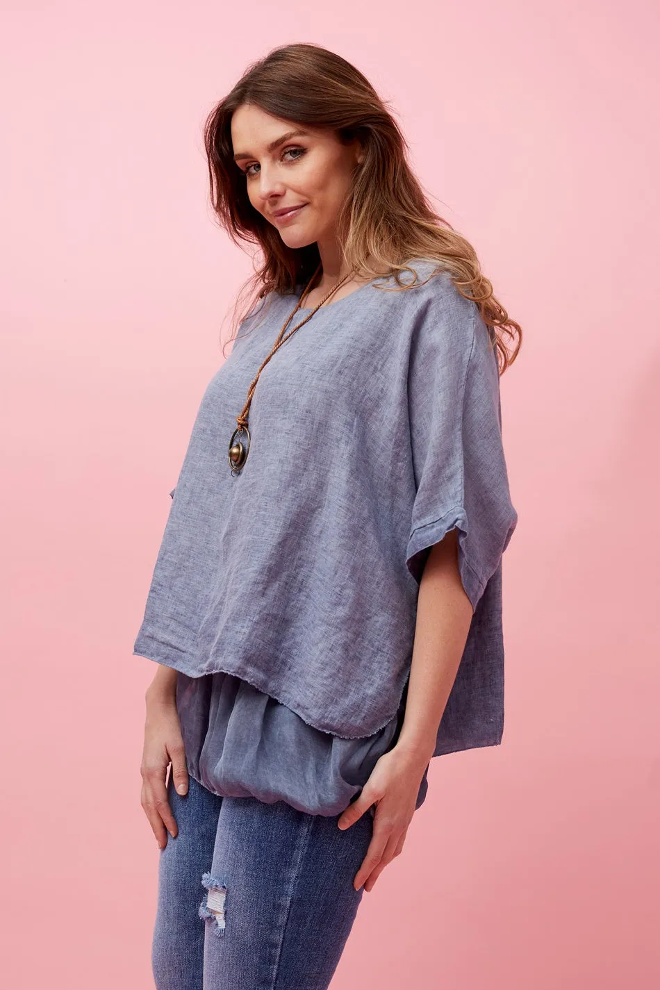 GIANA DOUBLE LAYERED LINEN TOP