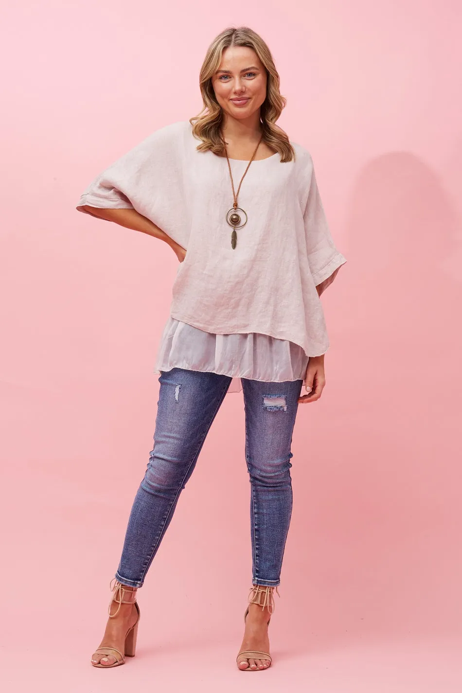 GIANA DOUBLE LAYERED LINEN TOP