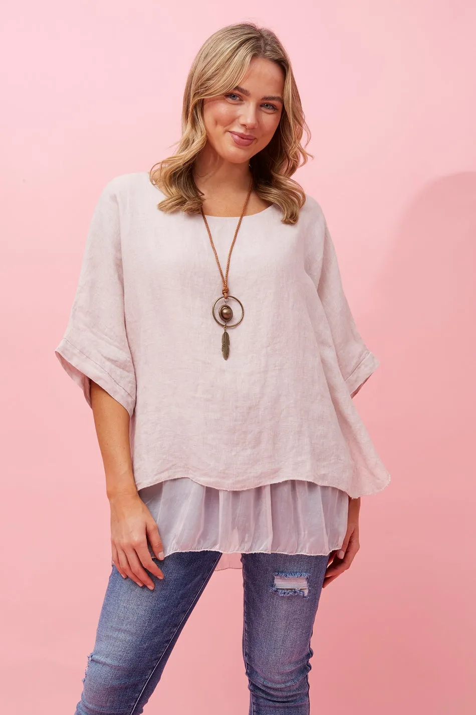 GIANA DOUBLE LAYERED LINEN TOP