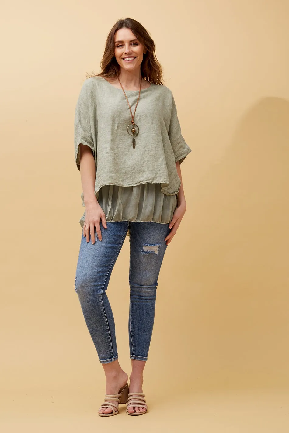 GIANA DOUBLE LAYERED LINEN TOP