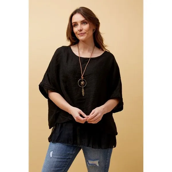 GIANA DOUBLE LAYERED LINEN TOP