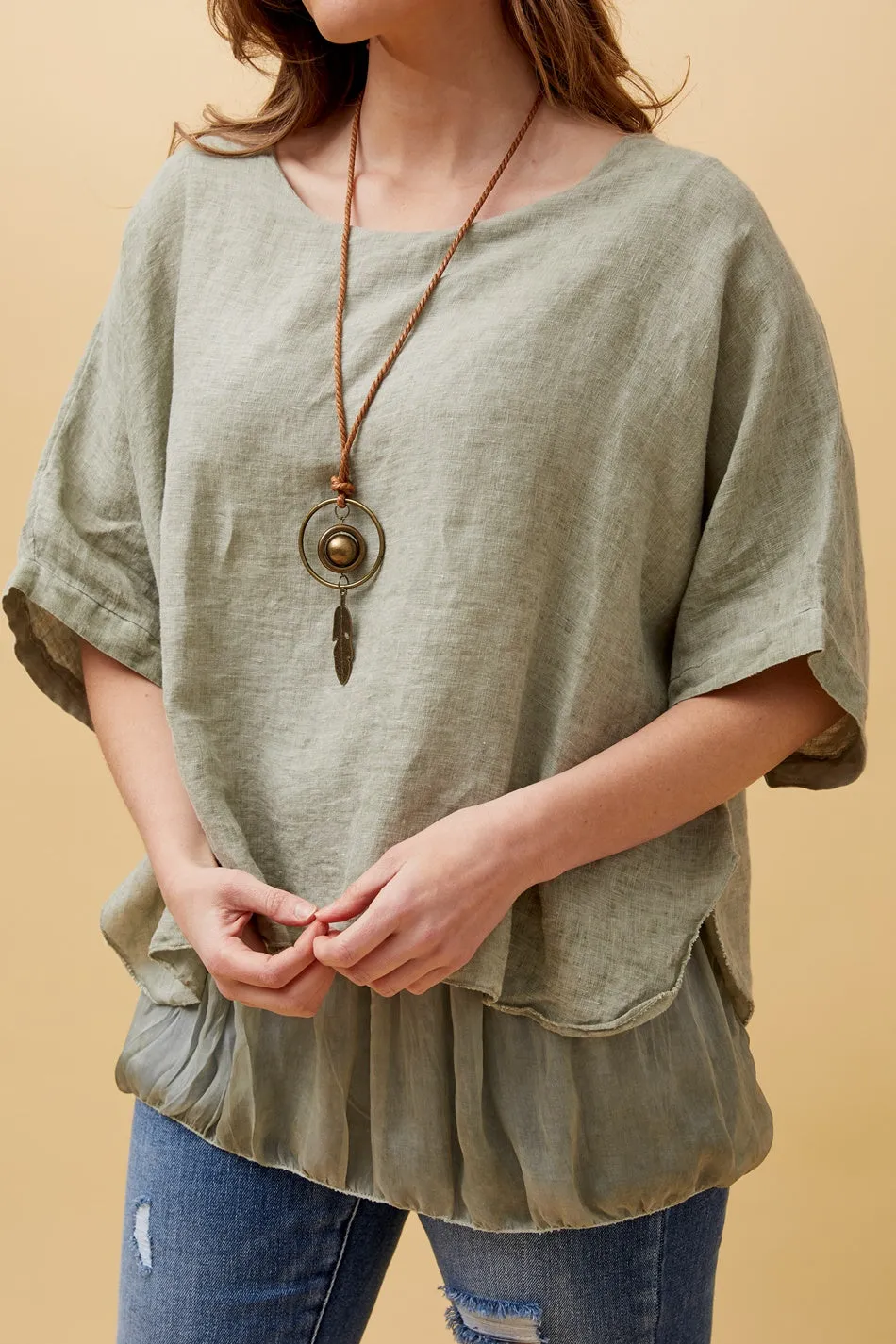 GIANA DOUBLE LAYERED LINEN TOP