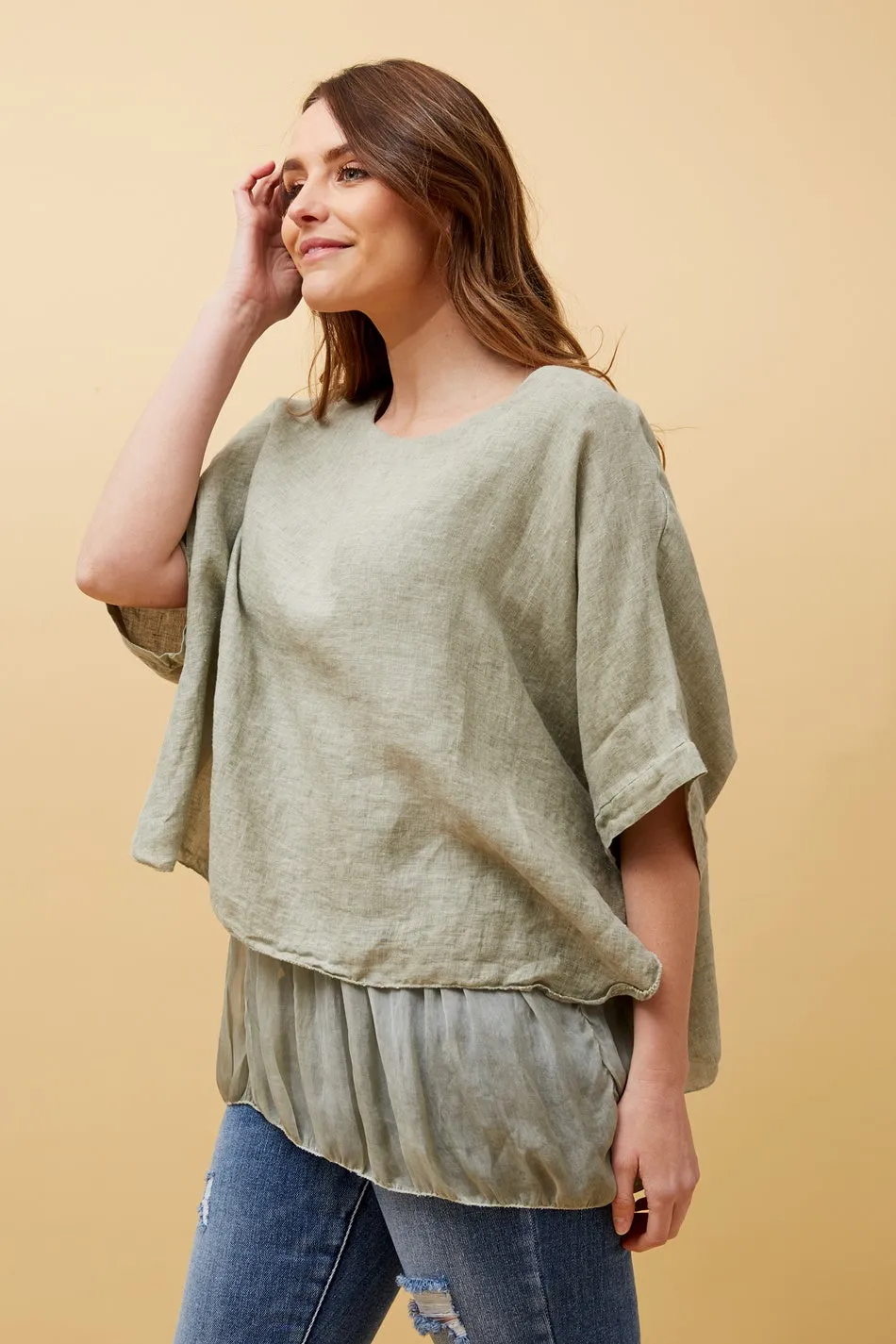 GIANA DOUBLE LAYERED LINEN TOP