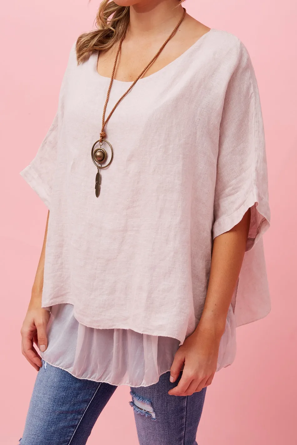 GIANA DOUBLE LAYERED LINEN TOP