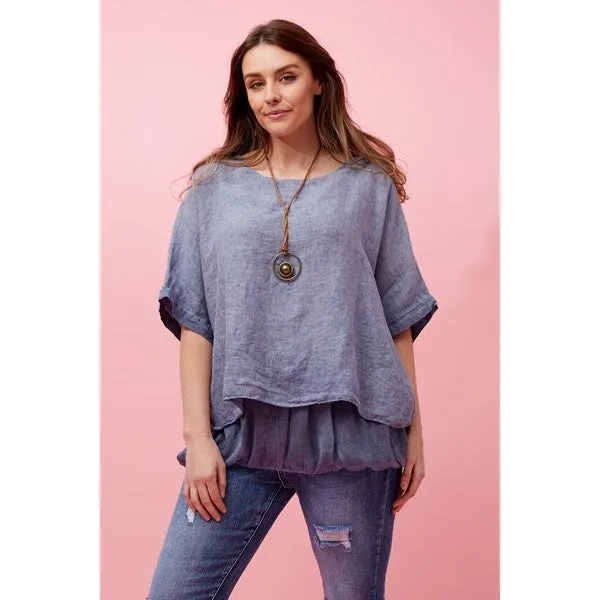 GIANA DOUBLE LAYERED LINEN TOP