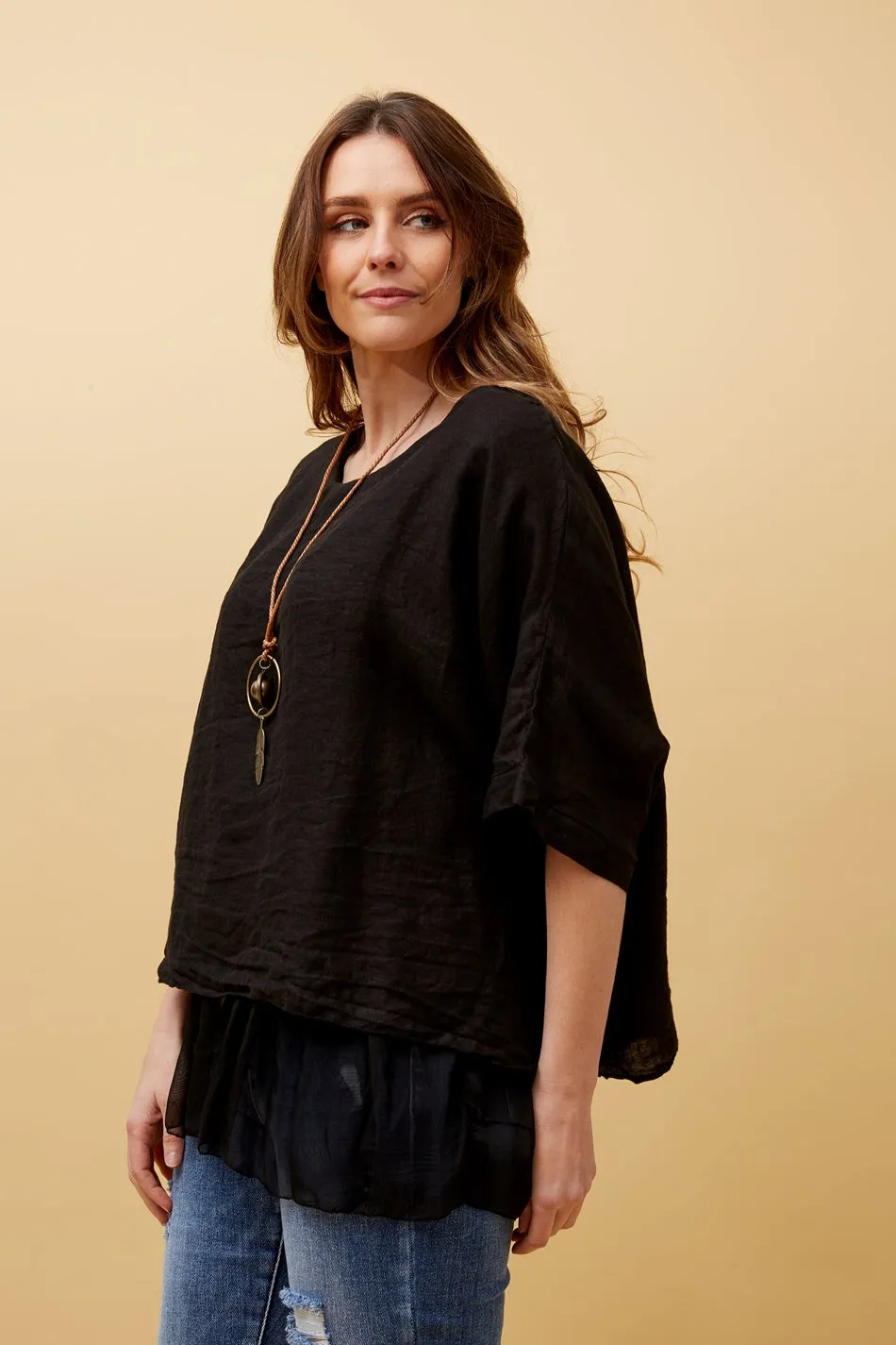 GIANA DOUBLE LAYERED LINEN TOP