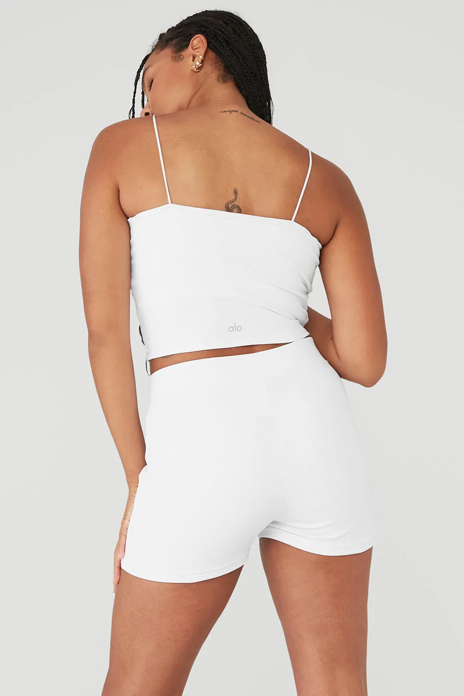 Goddess Ribbed Bandeau Top - White