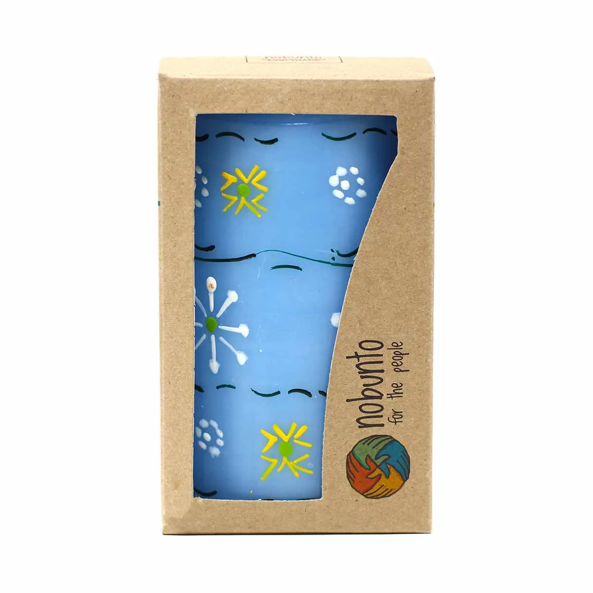 Hand Painted Candles in Blue Masika Design (pillar) Nobunto