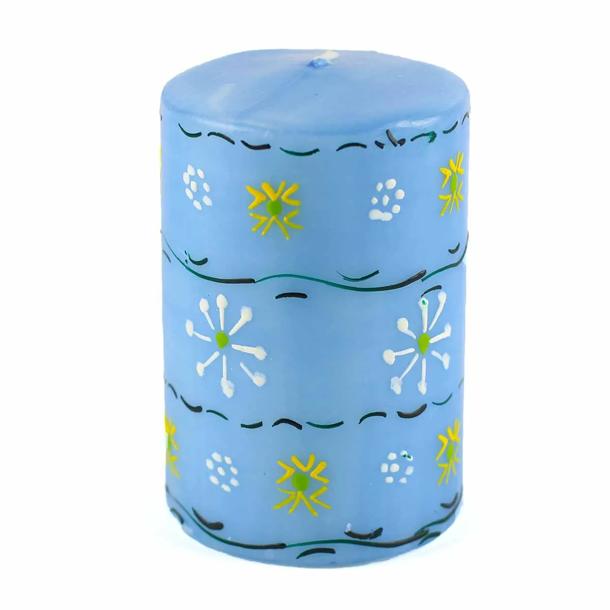 Hand Painted Candles in Blue Masika Design (pillar) Nobunto