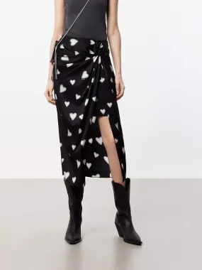 Heart Pattern Slit Skirt