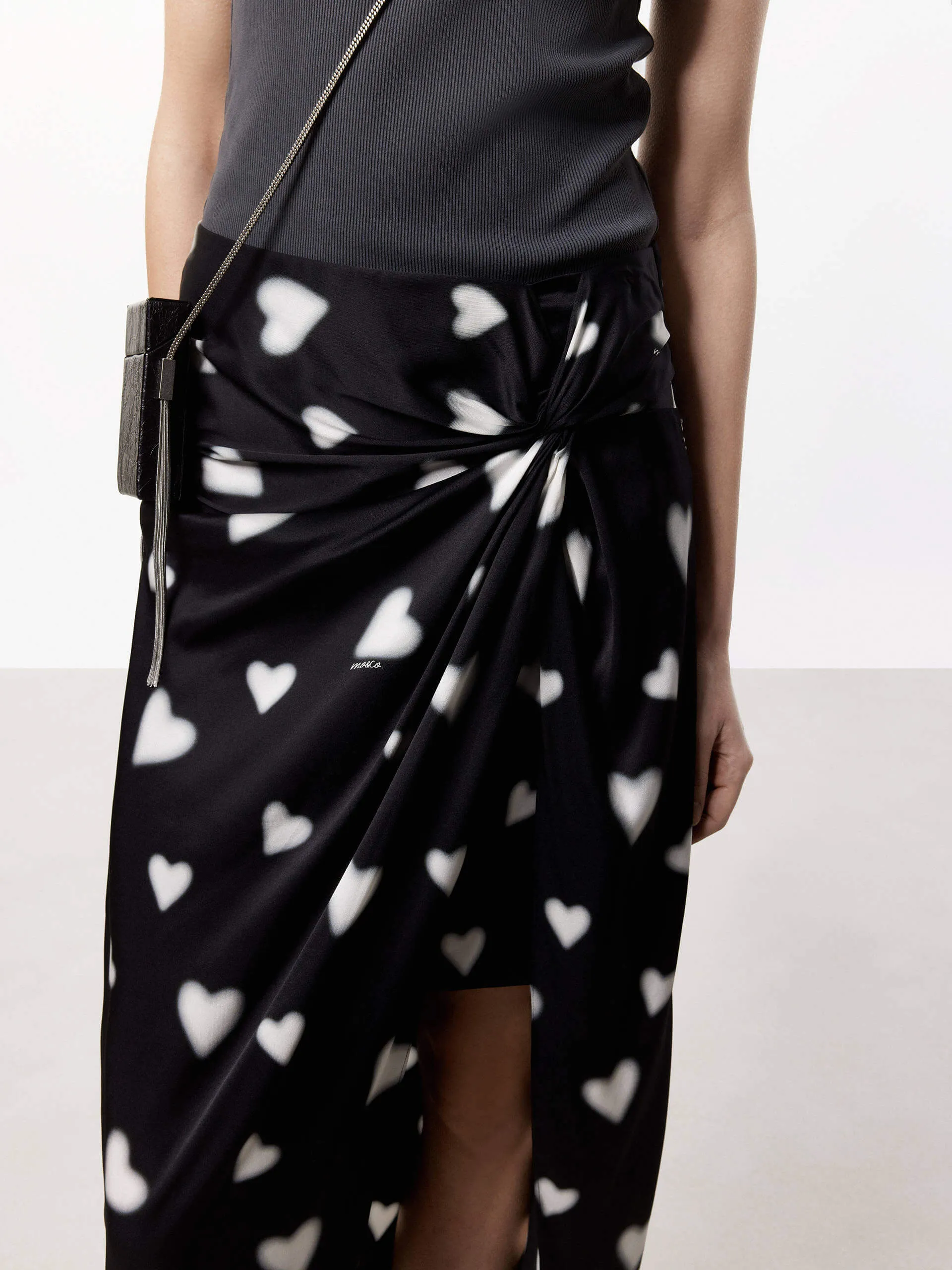 Heart Pattern Slit Skirt